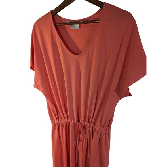 JunaRose Coral T-shirt Dolman Sleeve Tie-waist Knee-length Dress Sz L - Picture 3 of 8
